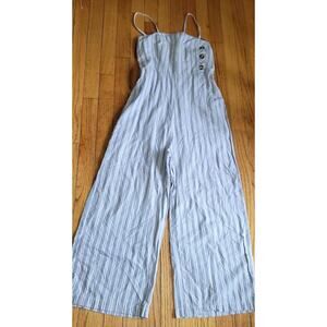 Japna Women’s Pants Romper Blue Stripe Outfit Sz M 100%cotton